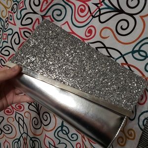 Silver glitter gorgeous hand clutch